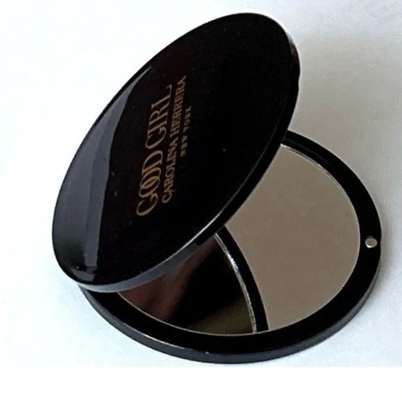 Carolina Herrera Authentic Black Tone Mirror Compact Hand Flipped Mirror NIB - Picture 4 of 4